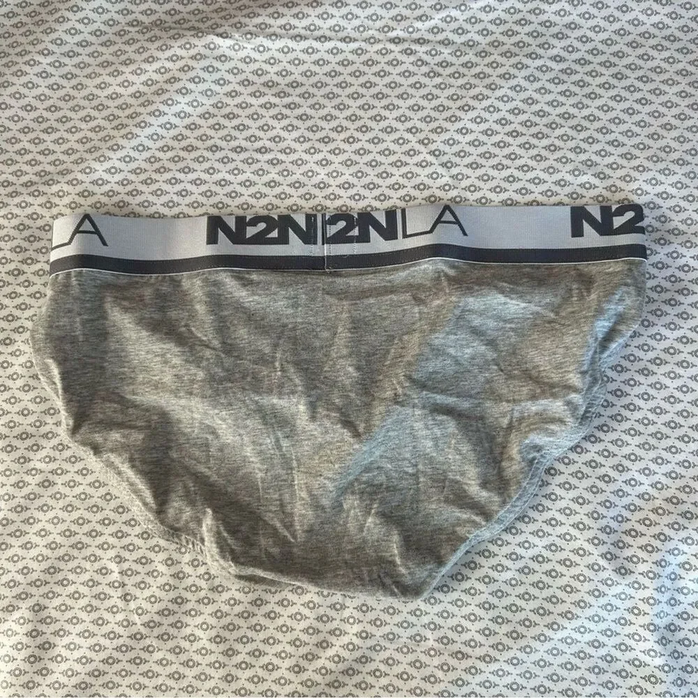 N2N Bodywear Grey Cotton Stretch Logo Pouch Briefs Size Large NWT